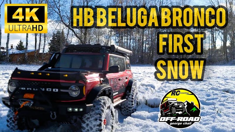 RC HB R1001 Beluga new ford Bronco scale 1/10 first ride of the model on snow