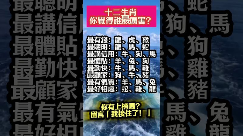 【十二生肖 誰最厲害？】#生肖 #十二生肖 #運勢 #生肖運勢 #玄學 #風水 #命理