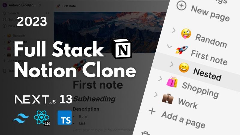 Fullstack Notion Clone: Next.js 13,  React, Convex, Tailwind | Full Course 2023
