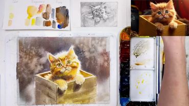 котенок акварель заверш