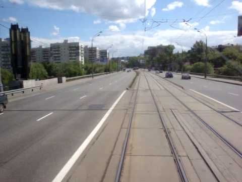 Поезка на трамвае ЛМ-99АЭ по маршруту №21