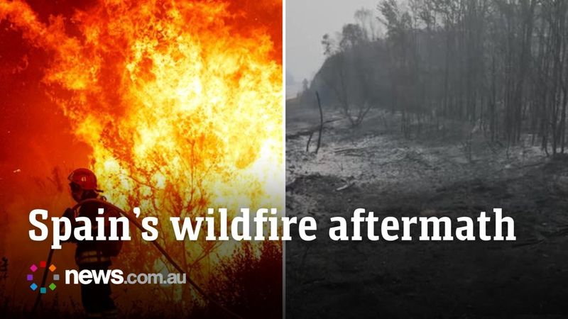 Drone captures aftermath of Spain's wildfire destruction