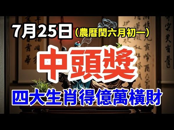 7月25日（農暦閏六月初一）中頭獎！得億萬橫財，能買豪宅開豪車的生肖