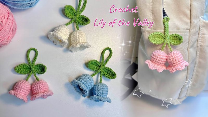 Crochet Lily of the Valley keychain | Easy & Quick Crochet | Móc Len Móc Khoá Hoa Chuông