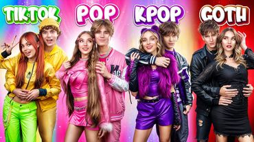 Кей-Поп vs ТикТок vs Поп vs Рок Пара! Один Цвет Челлендж для Пар