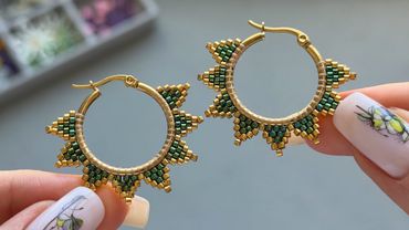 Сережки з бісеру  на круглій основі. Покрокова інструкція ☝🏻