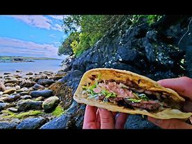 Taco Burger🍔 Cooking on the Beach (ASMR, RELAXING SOUNDS, CAMPING)