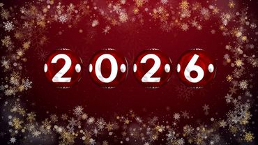 2026 Red Christmas balls happy new year background video 1 hour loop