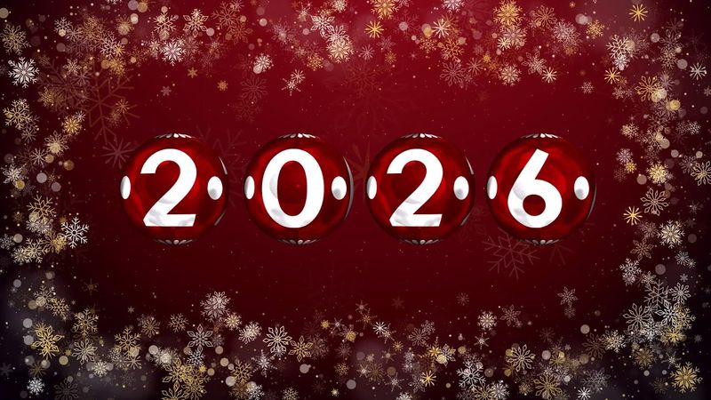 2026 Red Christmas balls happy new year background video 1 hour loop