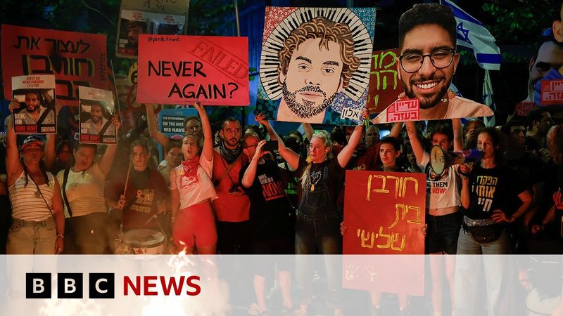 Outrage after Hamas releases videos of two Israeli hostages alive but emaciated | BBC News