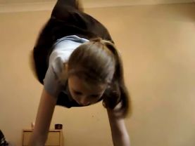 attempting to do a chartwheel and a handstand!