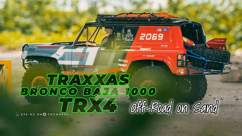 Rc Crawler Traxxas TRX4 BRONCO Baja 1000 on Sand, Off Road Driving 4x4 Rc Car  | E3S-RC