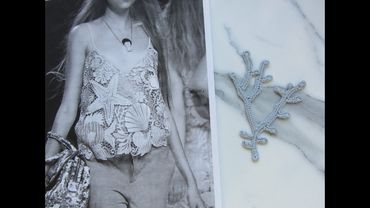 Морской коралл для топа от Валентино в ирландском кружеве. Вяжем вместе красивый топ.