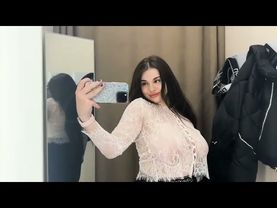 BIG BOOBS NO BRA Transparent Try on Haul with Curvy Brunette