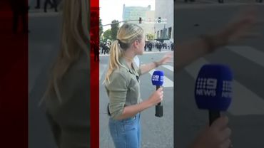 LA protests: Australian correspondent hit by 'rubber bullet'. #LA #Shorts #BBCNews