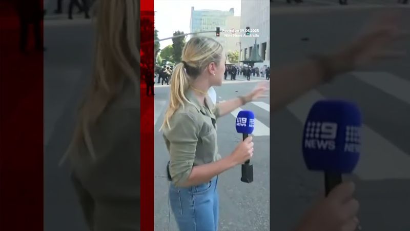 LA protests: Australian correspondent hit by 'rubber bullet'. #LA #Shorts #BBCNews