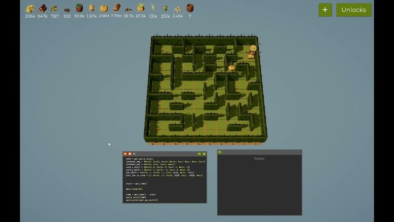 The Farmer Was Replaced - Maze 300 run - 93 seconds