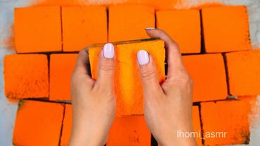 Orange powder covered Green and Blue blocks