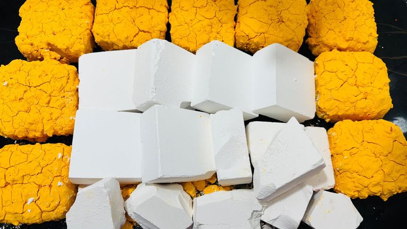 Yellow Paste Dyed Gym Chalk ASMR Crush | Oddly Satisfying ASMR