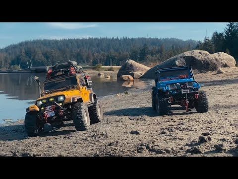 Epic trail off-roading with scale RC Jeep YJs by the lakeside Forest - #RC4WD, #Tamiya