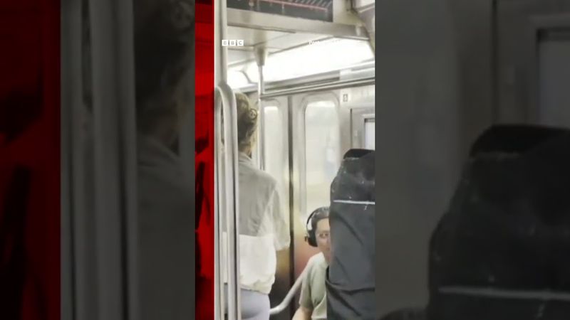 Passengers on New York subway surrounded by water after flash flooding hits city. #BBCNews
