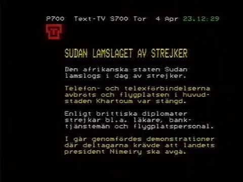 Диктор, телетекст и конец эфира (SVT 2 Швеция, 04.04.1985)