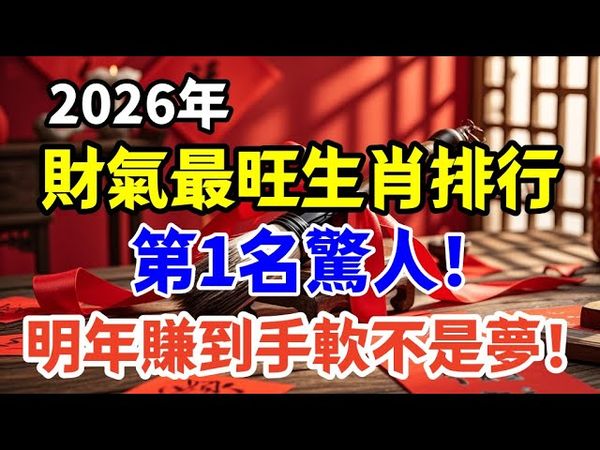 別錯過！2026年財氣最旺生肖排行，第1名驚人！明年賺到手軟不是夢！