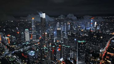 An Aerial View of futuristic Guangzhou City, China