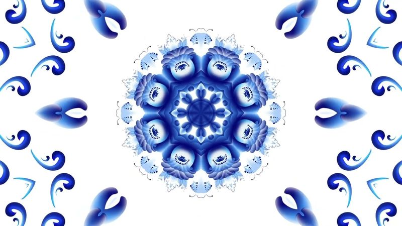 Гжель. Русский народный орнамент. Бесплатный футаж. Зацикленное видео. 13