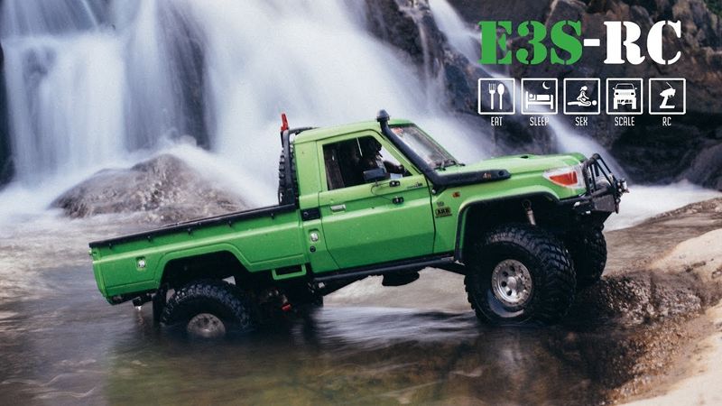 E3S-RC/ KiLLERBODY LAND CRUiSER LC70   Kit  RC4WD TF2 LWB Crawling the RiVER ROCKS #2