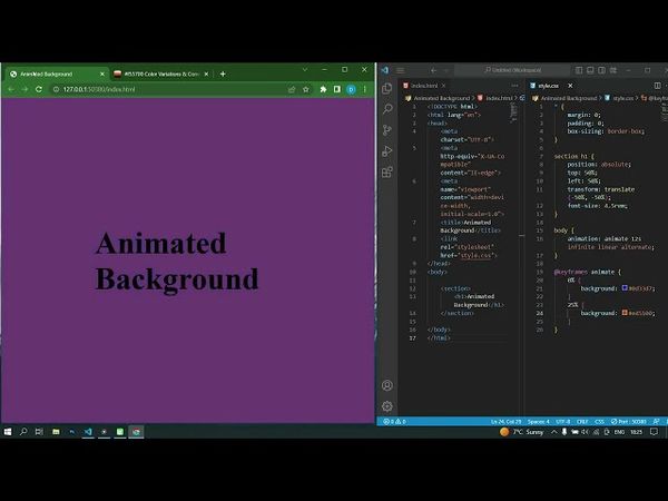 Как добавить анимированный задний фон используя HTML & CSS Animation || Animated Background 5 colors