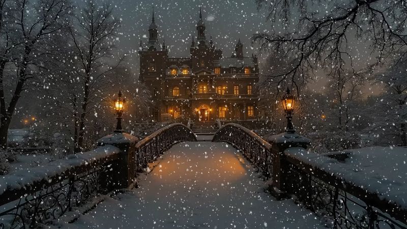 Snowy Old Manor at Night | Dark Academia Piano | Moody Winter Ambience for Study, Work, Deep Sleep.