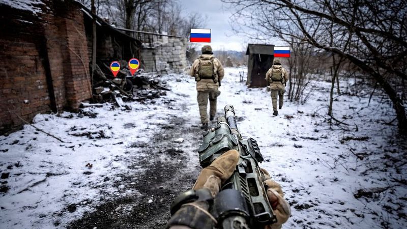 Российские солдаты в ходе жестокого ближнего боя атаковали украинские позиции.