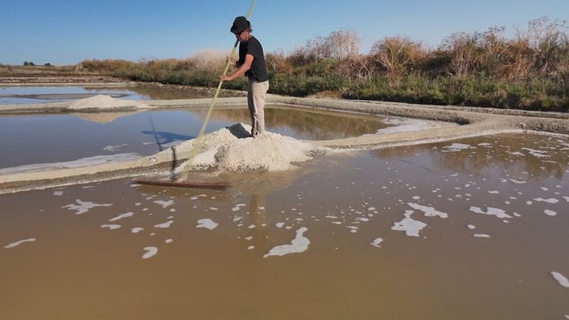 Дрон заснял соляную ферму на атлантическом побережье Франции