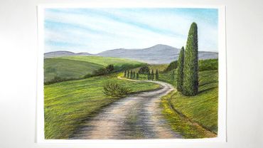 Landscape Drawing USING Color Pencils