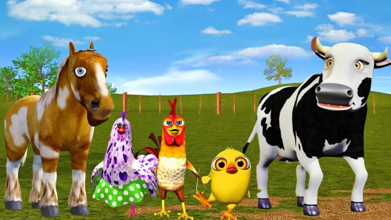 El Pollito pío 3d el Toro y el Tractor de la Granja -el Pollito y el Tractor de la Granja