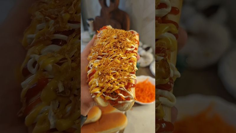 Хот-дог супер рецепт 🔥 #хотдог #ужин #чизбургер #бургер #бургеркинг #shоrts