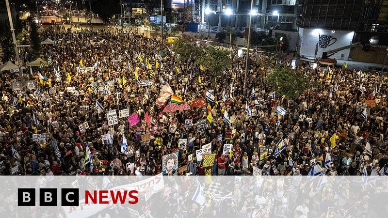 Evacuation warning sent to northern Gaza after march in Israel for new hostage deal | BBC News