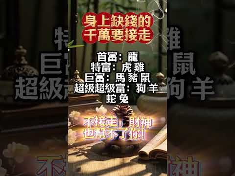 【身上缺錢的千萬要接走】接了，轉發，好運來！#生肖 #財運 #運勢 #屬相 #風水 #命理