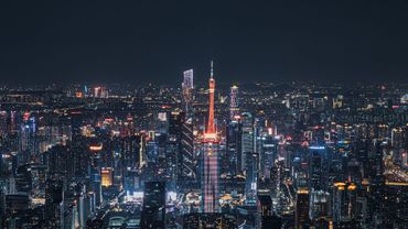 Guangzhou City Aerial Nightscape, China - 4K 30FPS