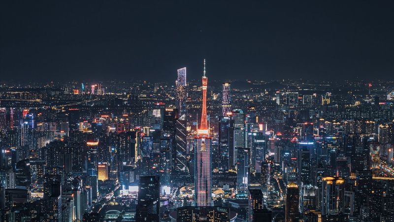 Guangzhou City Aerial Nightscape, China - 4K 30FPS