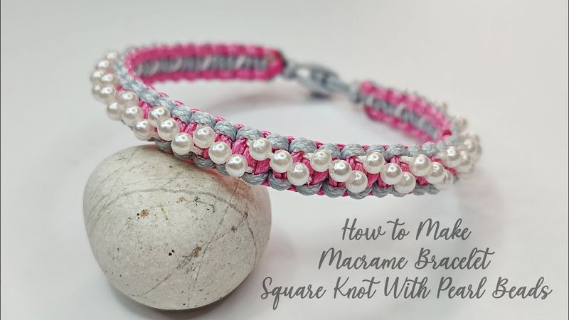 How to Make Macrame Bracelet Square Knot With Pearl Beads | Macrame Bracelet Tutorial