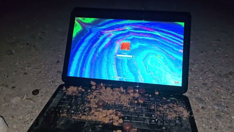 Girl destroys laptop pt.1