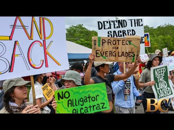 Protesters line highway in Florida Everglades to oppose ‘Alligator Alcatraz’