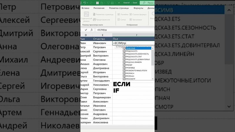 Автоматически определяем пол человека в Excel🔥