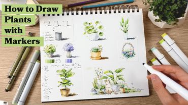 How to draw plants with markers (in 10+ ways)