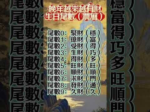 「對照你的農曆生日尾數，看你屬哪一種財」#生肖 #十二生肖 #運勢 #生肖運勢 #玄學 #風水 #命理