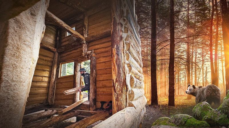 СТРОЮ ИЗБУ МЕЧТЫ В ЛЕСНОЙ ГЛУШИ | МЕДВЕДИ РЯДОМ с ДОМОМ