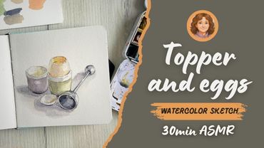 How to Paint Metal & Egg in Watercolor 🥚✨ 30-Minute Calm Sketch