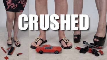 Giantess car crushing with flip-flops and high heels